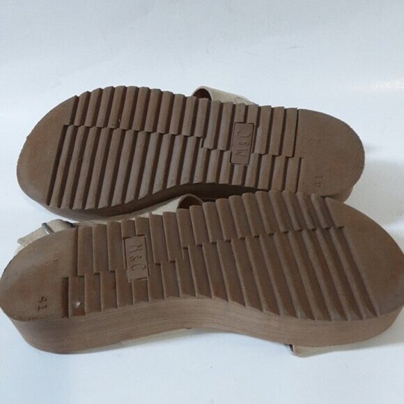 Musse & Cloud anthropologie women suede Casual Platform Sandals 40 tan y2k goth - Picture 8 of 10